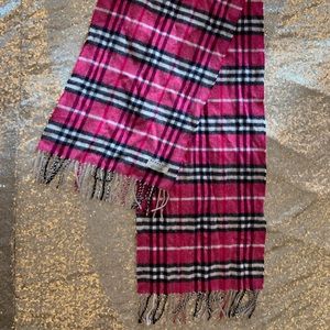 Burberry Plaid Cashmere Scarf Pink/Fuchsia